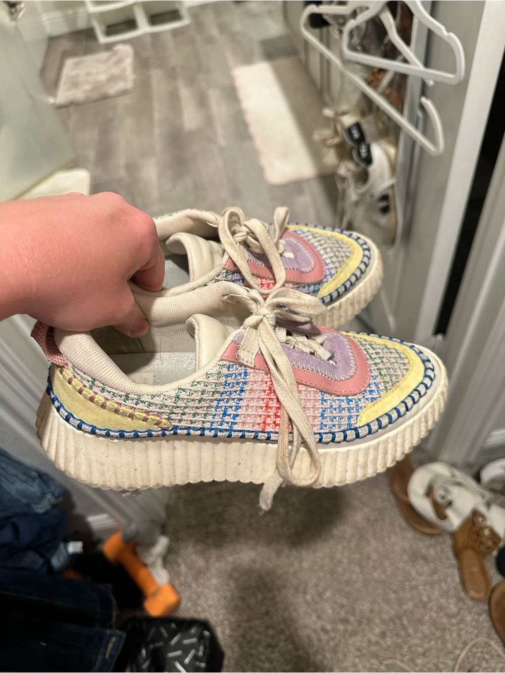 Dolce Vita Pastel Multicolor Woven Platform Sneakers